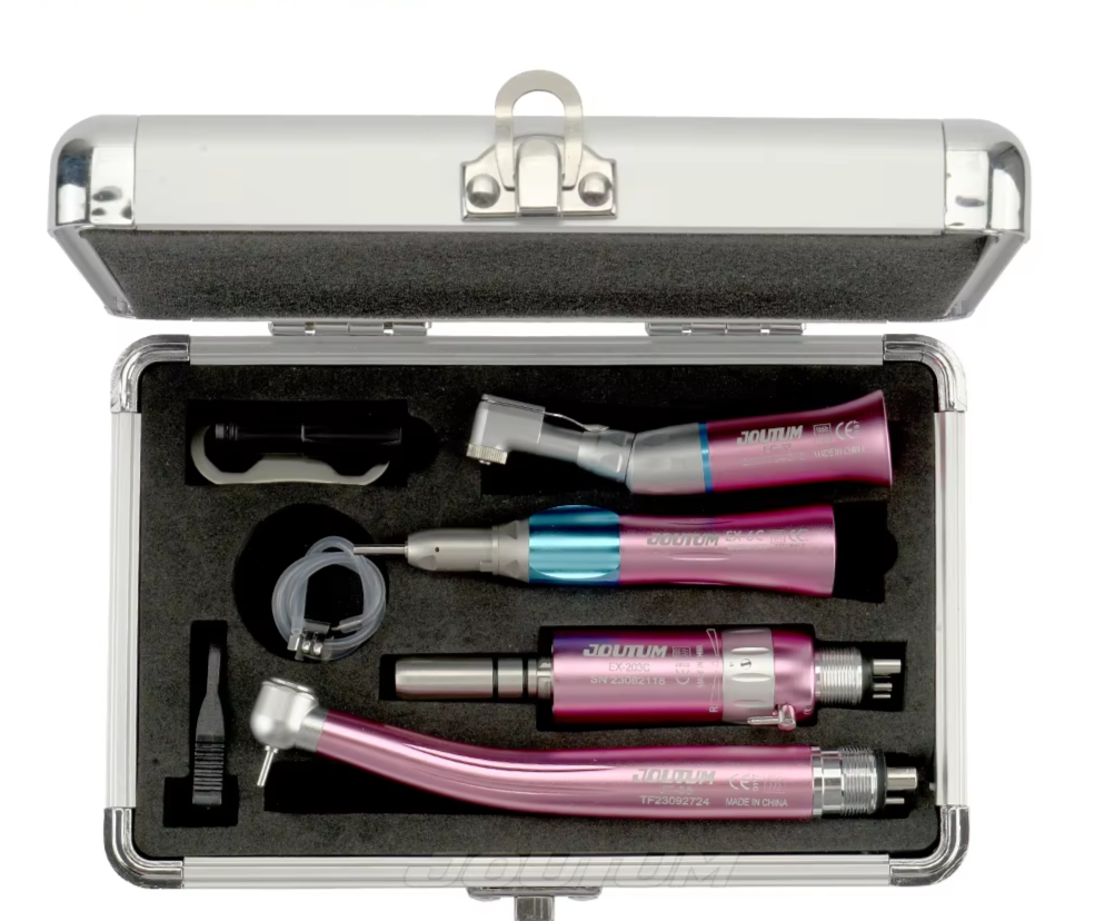 Dental High & Low Speed Handpiece Kit Straight Contra Angle Single Water Spary Air Turbine 4 Hole 2 Hole Pink Color Lab