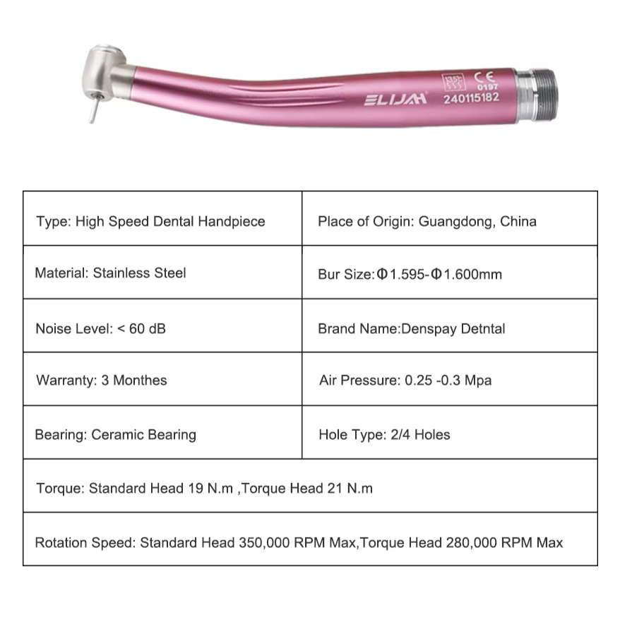 Colorful Standard Head Push Button Dental High Speed Handpiece 2/4 Holes Single Water Spray Air Turbine Dentistry Tool