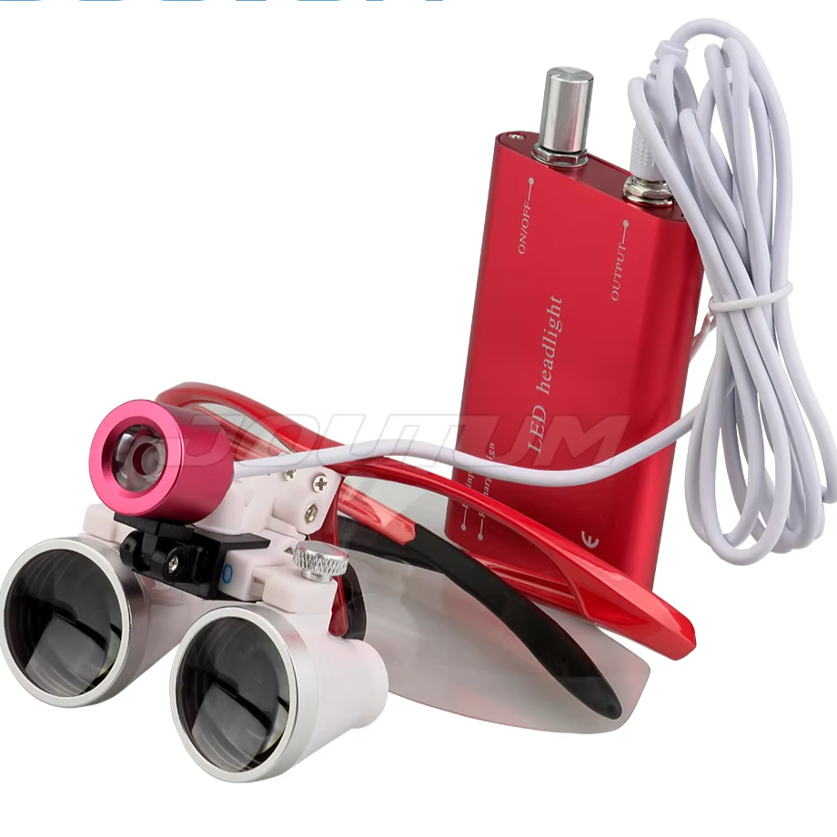 3.5X/2.5X Magnification Binocular Dental Loupe Surgery Surgical Magnifier with Headlight LED Light Medical Operation Loupe Lamp
