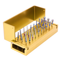 30Pcs/Set Dental Diamond Burs Kit with Holder for High Speed HandpiecePolishing Drillls + 1pcs Aluminum Disinfection Holder Bloc