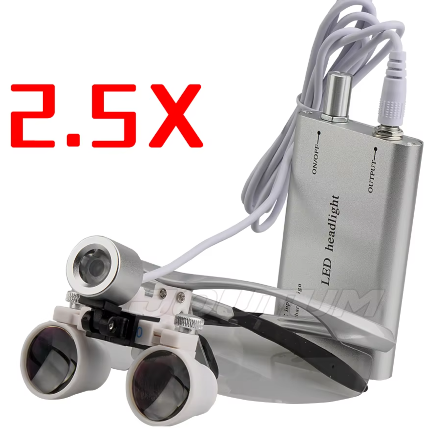 3.5X/2.5X Magnification Binocular Dental Loupe Surgery Surgical Magnifier with Headlight LED Light Medical Operation Loupe Lamp