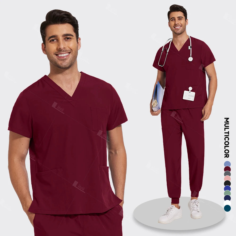 New Lightweight Anti-wrinkle Surgical Uniform Woman Men Medical Nurse Scrub Set Soft Breathable Jogger Nursing Clinical Workwear