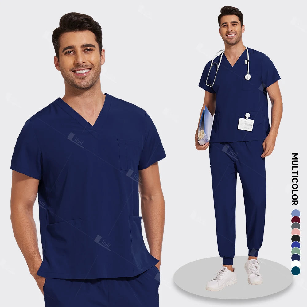 New Lightweight Anti-wrinkle Surgical Uniform Woman Men Medical Nurse Scrub Set Soft Breathable Jogger Nursing Clinical Workwear