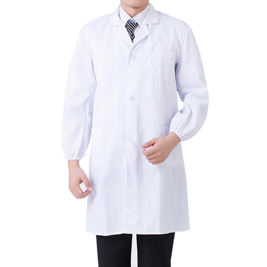 Professional Medical Student Doctor White Lab Coat Long Sleeve White Medical Scientist Lab Coats for Hospital Scientist School