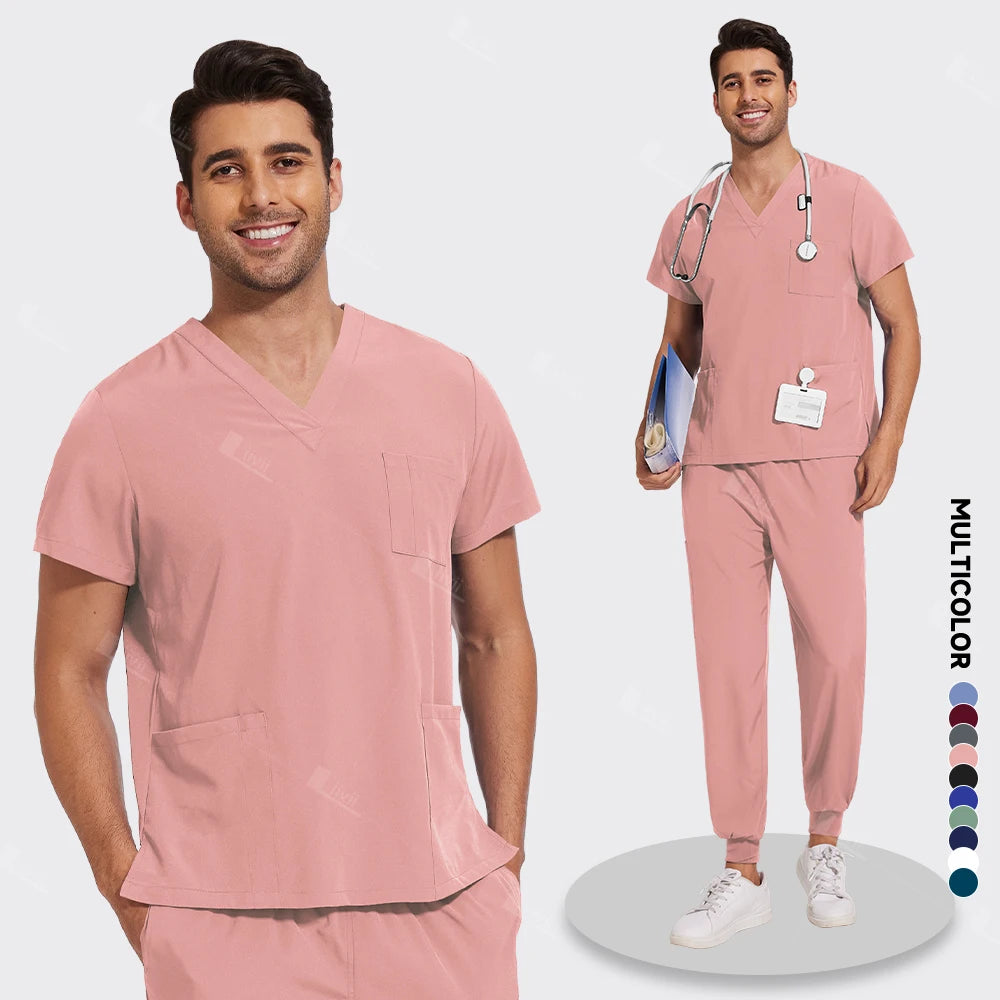 New Lightweight Anti-wrinkle Surgical Uniform Woman Men Medical Nurse Scrub Set Soft Breathable Jogger Nursing Clinical Workwear