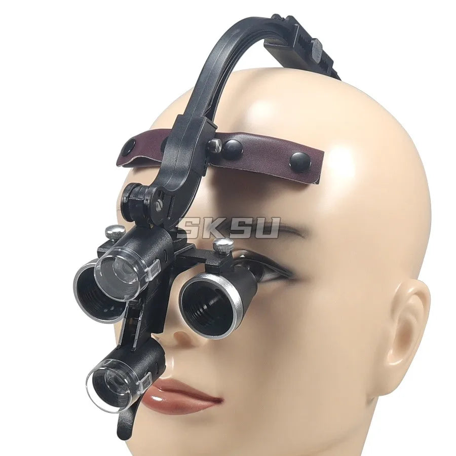 Binocular Dental Loupe Magnification 2.5X 3.5X Single Battery with LED Light Surgical Headlight for Dentist Medical Lamp