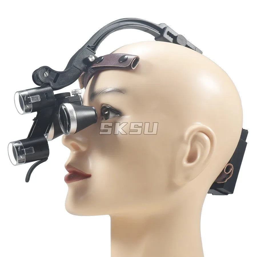 Binocular Dental Loupe Magnification 2.5X 3.5X Single Battery with LED Light Surgical Headlight for Dentist Medical Lamp