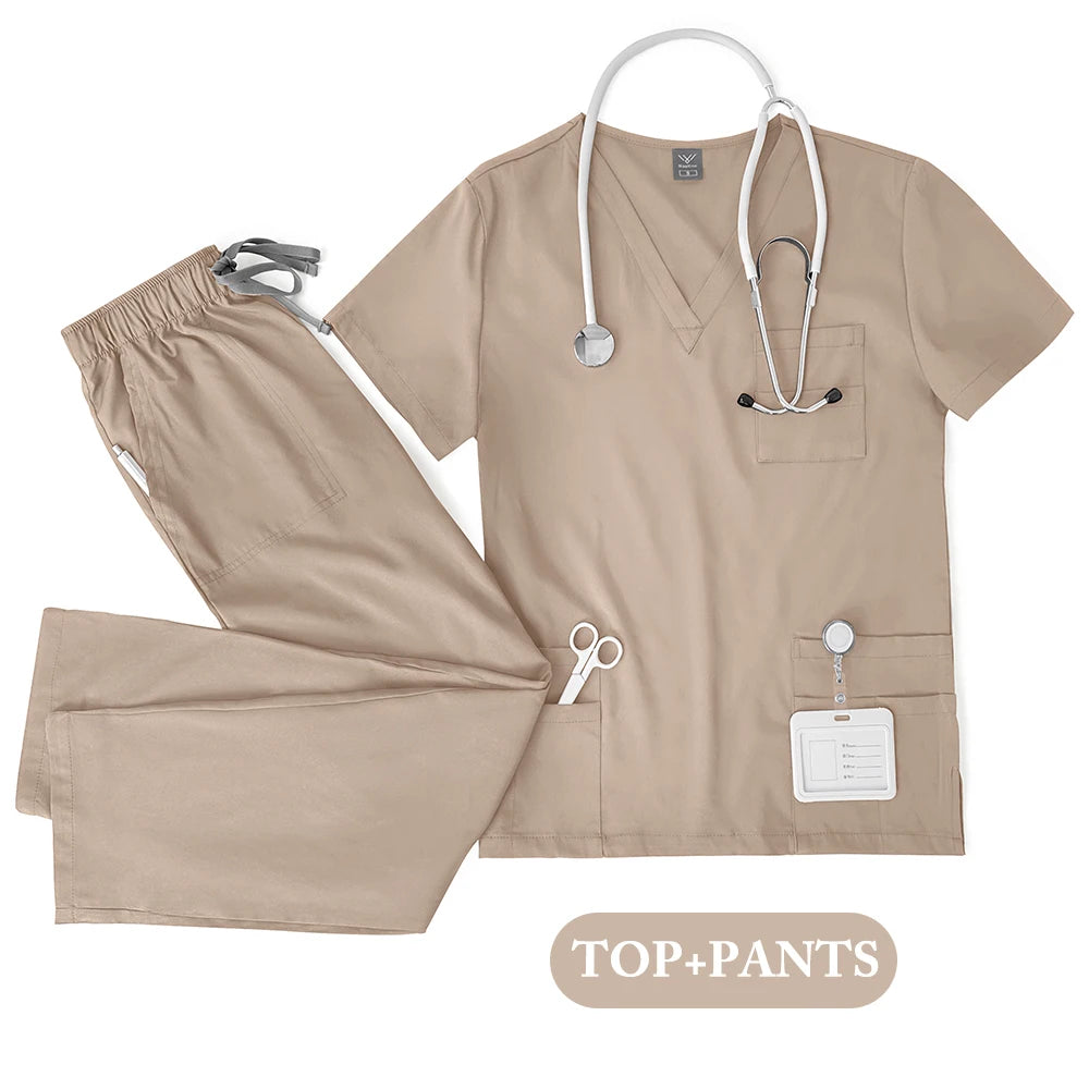 Unisex Medical Uniforms Men Women Nursing Clothes Lab Beauty Costume Nurse Scrubs Set Doctor Dentist Workwear Clinical Top Pants