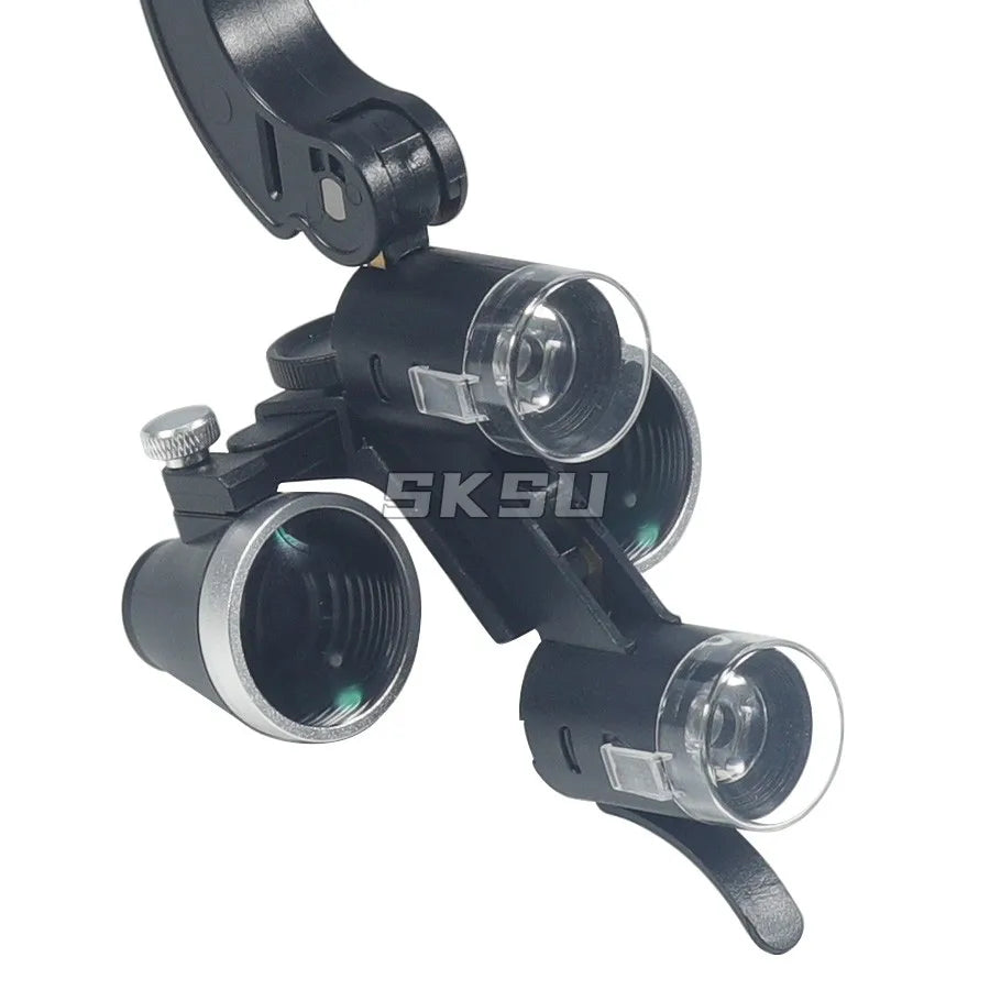 Binocular Dental Loupe Magnification 2.5X 3.5X Single Battery with LED Light Surgical Headlight for Dentist Medical Lamp
