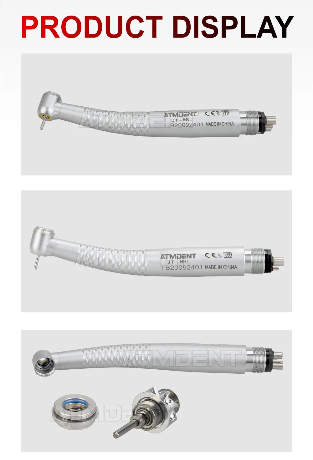 Dental 5 LED Light High Speed Handpiece 5 Water Sprays 2/4 Air Turbine Holes Dental Material