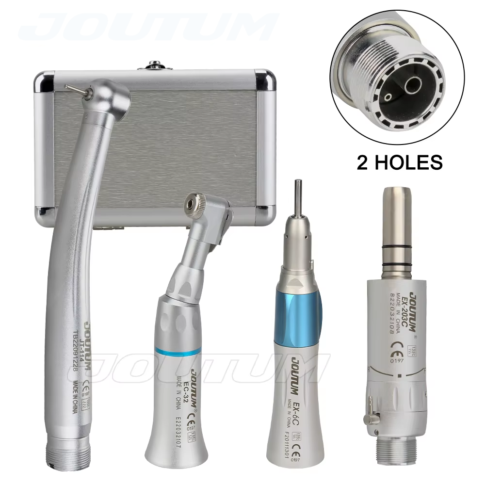 Dental High & Low Speed Handpiece Kit Straight Contra Angle Single Water Spary Air Turbine 4 Hole 2 Hole Pink Color Lab
