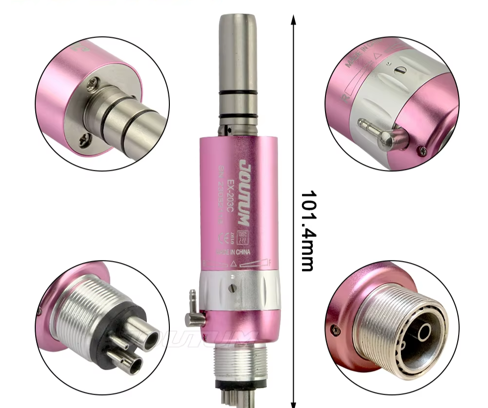 Dental High & Low Speed Handpiece Kit Straight Contra Angle Single Water Spary Air Turbine 4 Hole 2 Hole Pink Color Lab