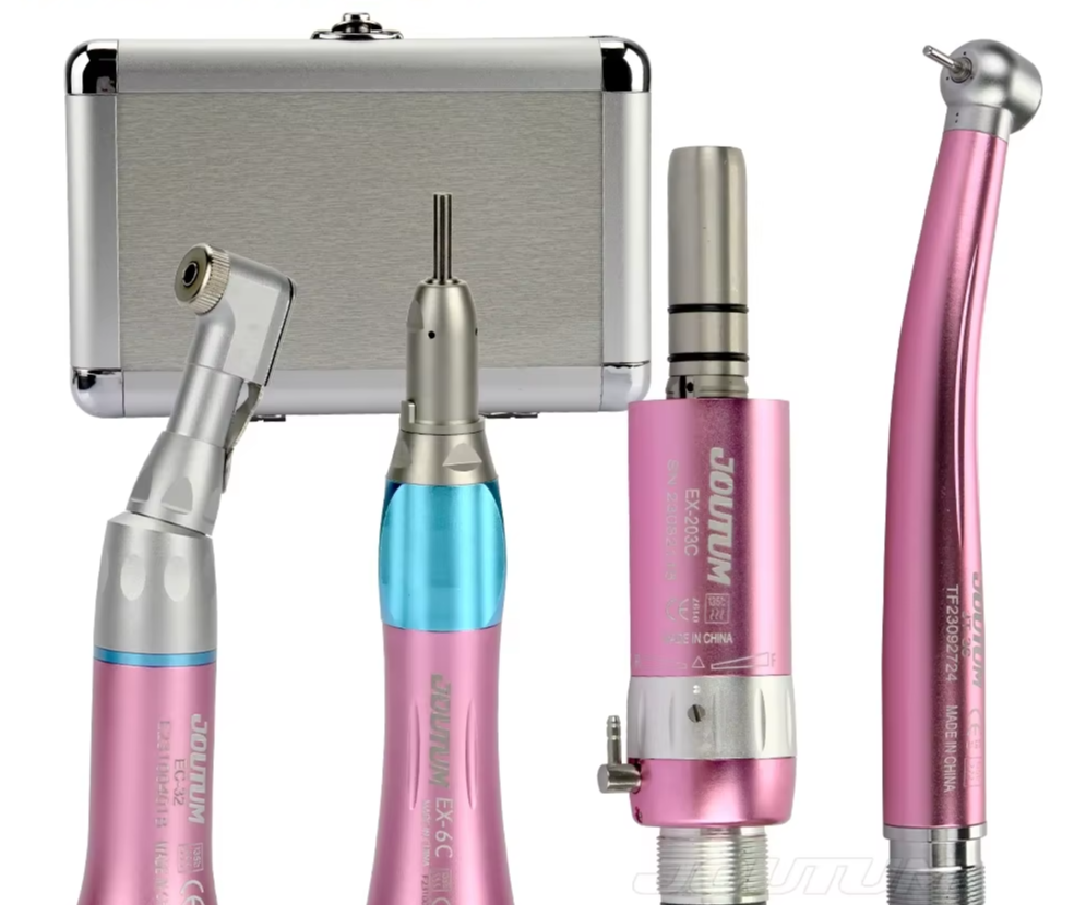 Dental High & Low Speed Handpiece Kit Straight Contra Angle Single Water Spary Air Turbine 4 Hole 2 Hole Pink Color Lab