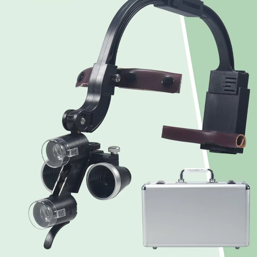 Binocular Dental Loupe Magnification 2.5X 3.5X Single Battery with LED Light Surgical Headlight for Dentist Medical Lamp