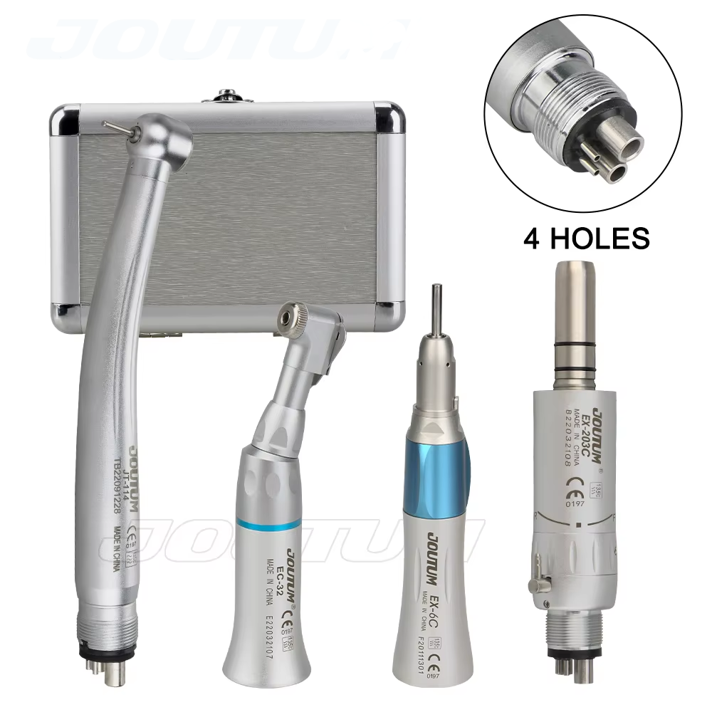 Dental High & Low Speed Handpiece Kit Straight Contra Angle Single Water Spary Air Turbine 4 Hole 2 Hole Pink Color Lab